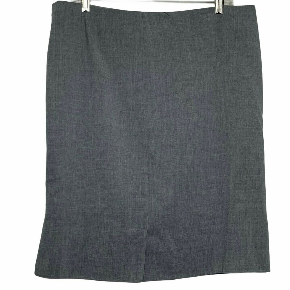 Akris Wool Skirt Womens 12 Gray Grey Side Split Kn